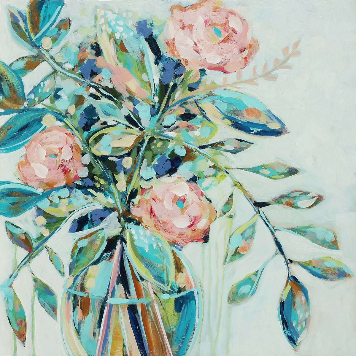 Expressive Botanical Acrylic Painting By Melinda Macdonald, 20 X 20", The Colours Of Spring, Original Artwork