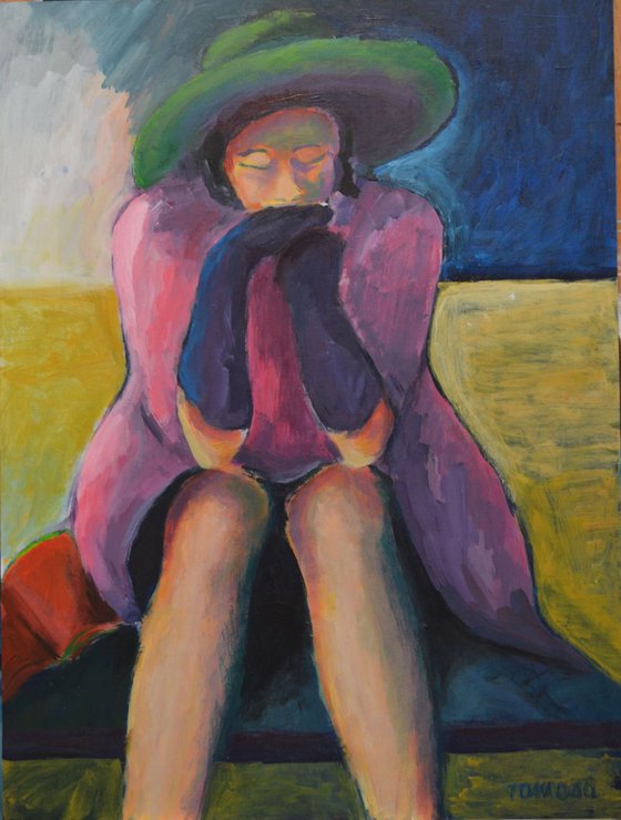 A Woman with a green hat