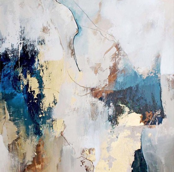 "Sobriety" Acrylic abstract navy gold art
