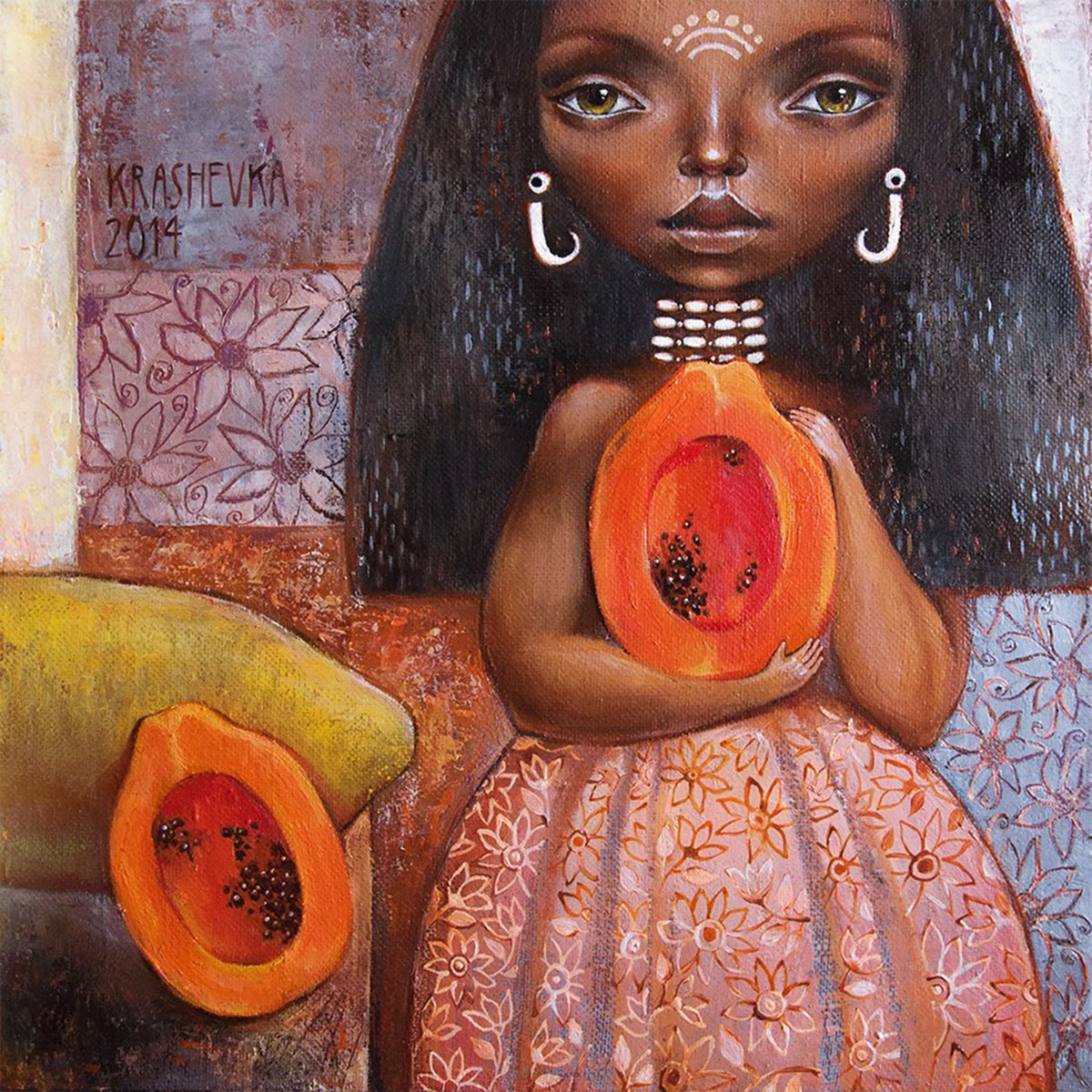 Papaya-girl in India by Lena Krashevka