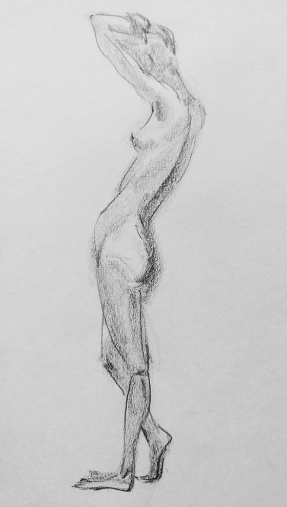 Nude figure. Imagination. Original nude drawing.