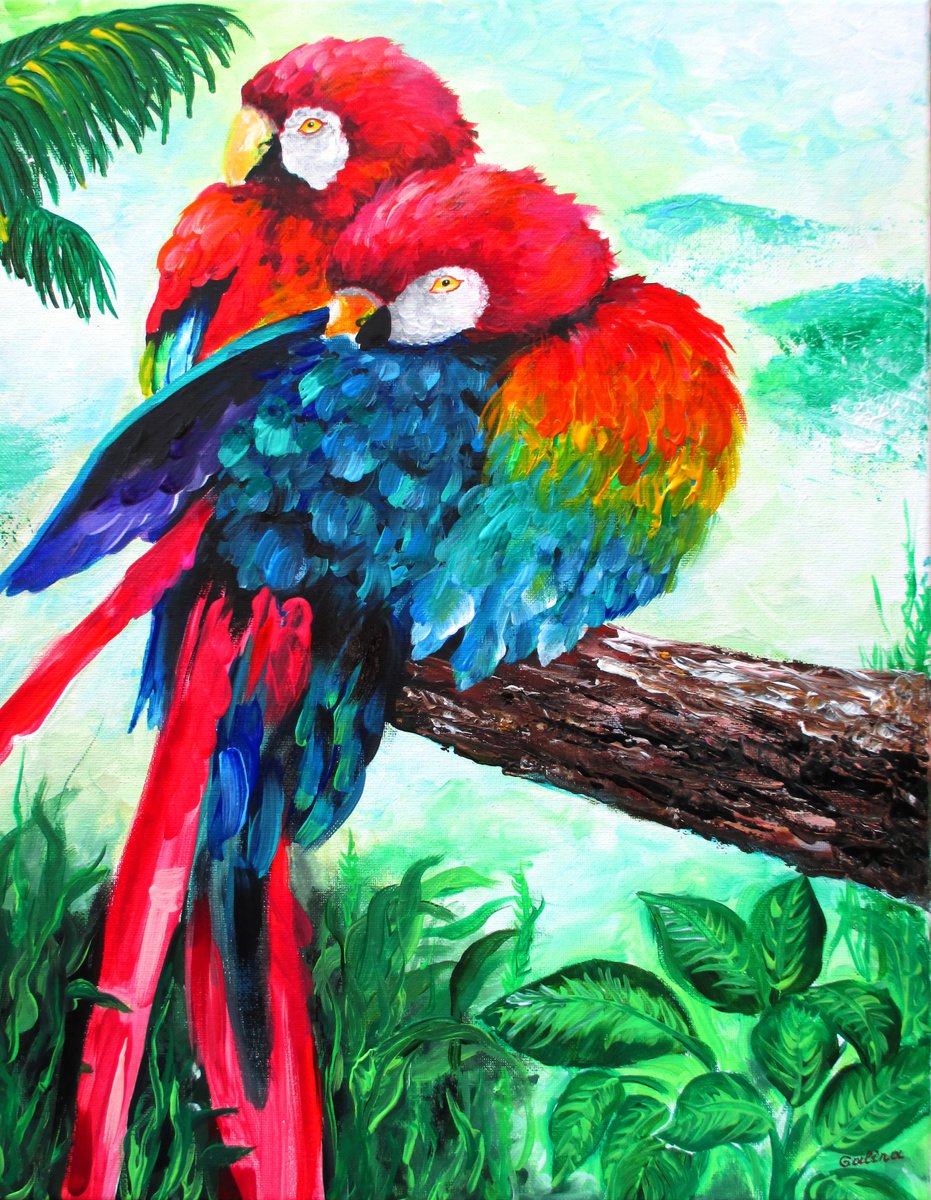 Photorealistic Abstract Print By Galina Victoria, 24 X 30, Scarlet Macaw, Original Artwork