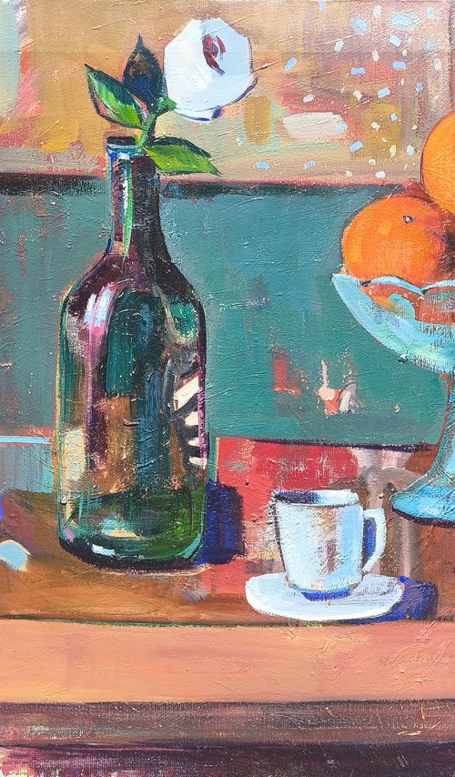 Pear, Cup and Oranges by Hayk Makyan