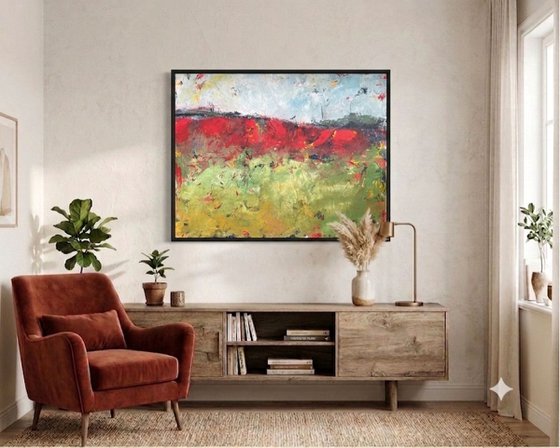 Crimson Horizon: Poppy Fields of Provence