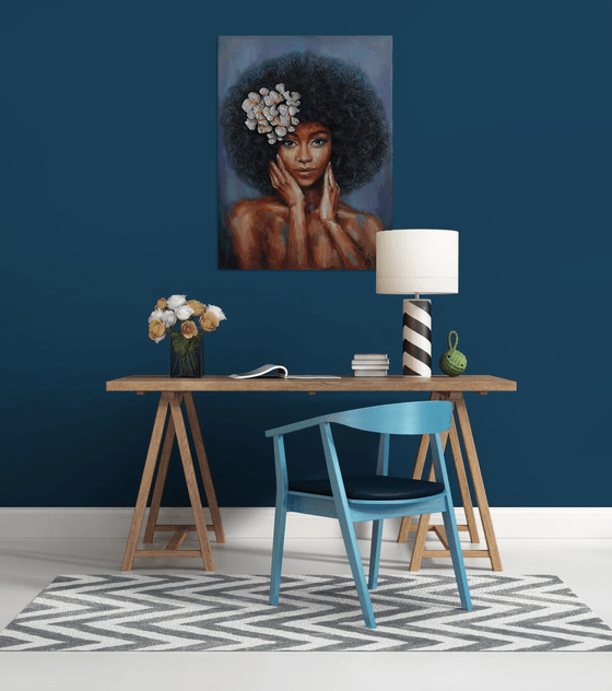 African woman portrait painting - portrait of a black woman