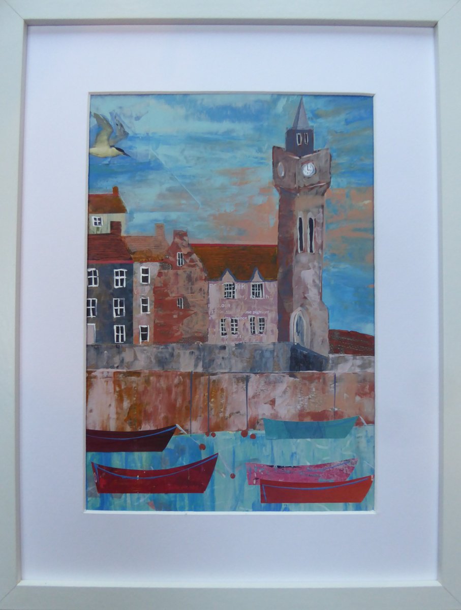 Landscape Painting By Elaine Allender, 13 X 17, Porthleven, Original Artwork