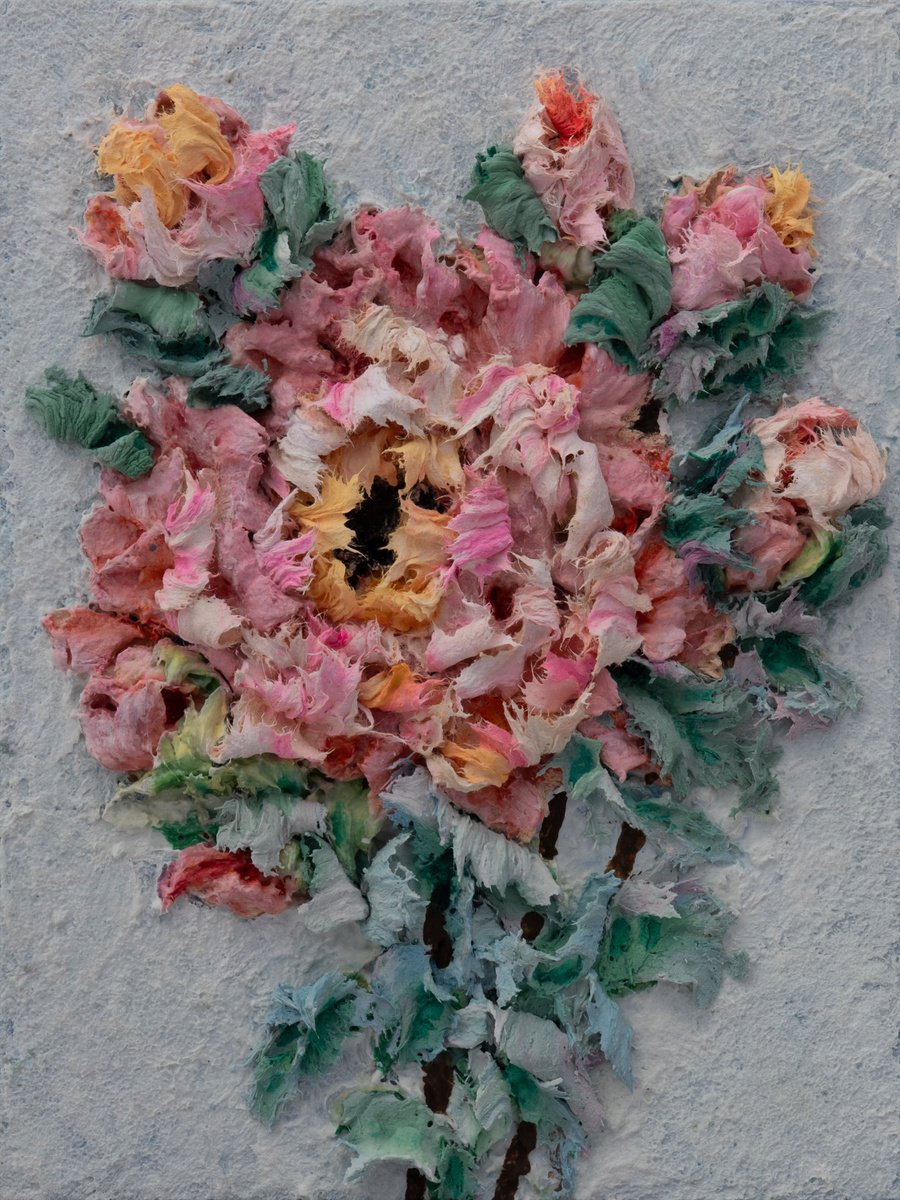 Expressive Botanical Painting By Lena Owens, 9 X 12", Sculptural Floral Bloom, Original Artwork