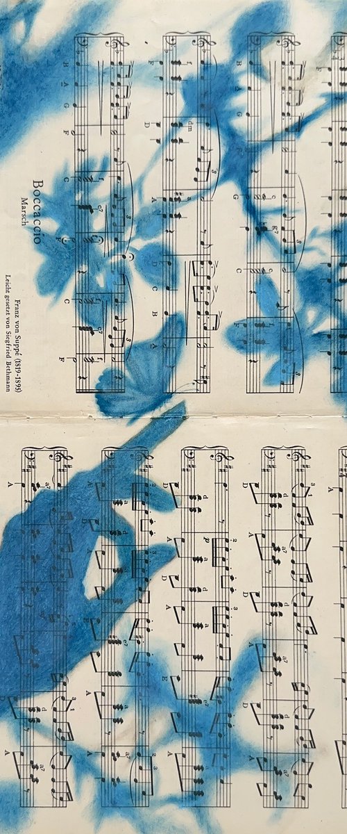 Muse №7 - Blue Spring on Vintage Sheet Music by Julia Shilo