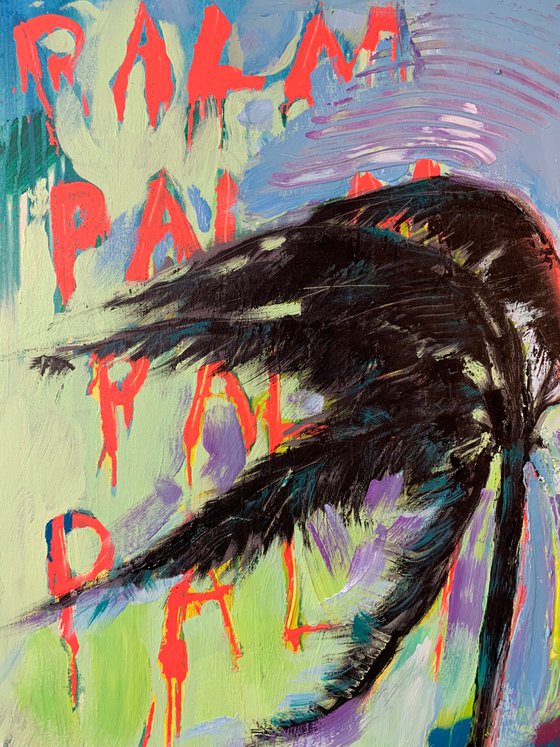 Bright painting - "Wind" - Pop Art - Palm - California - Street Art