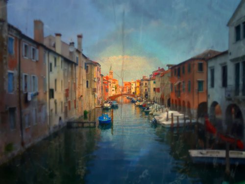 Venice sister town Chioggia in Italy - 60x80x4cm print on canvas 00703m1 READY to HANG by Kuebler