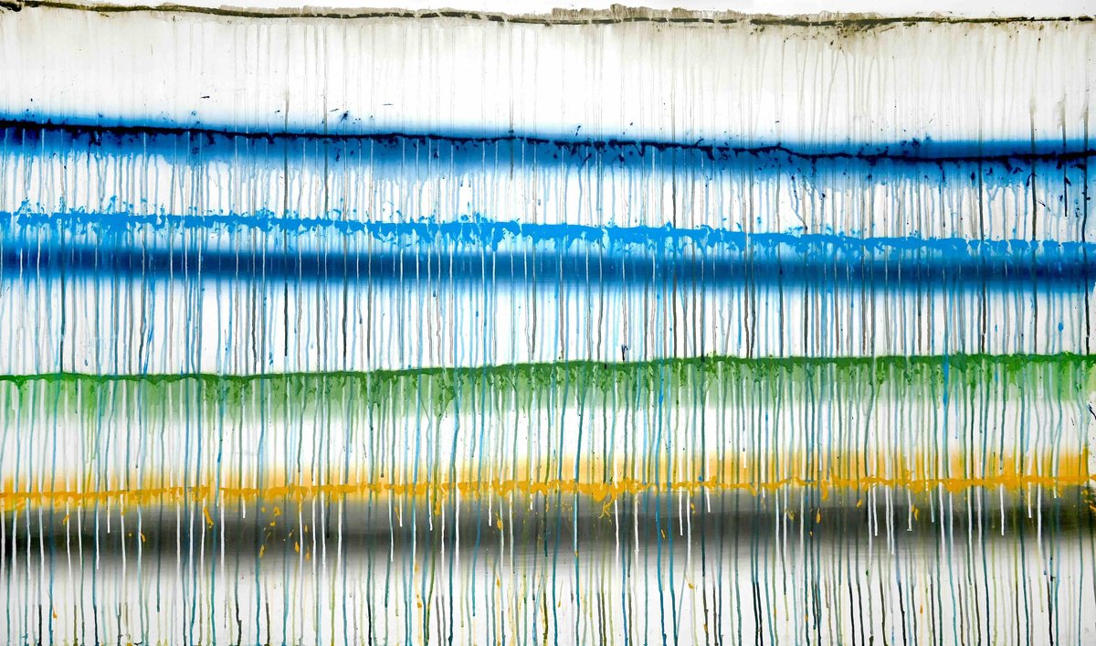 Abstract Acrylic Painting By Sumit Mehndiratta, 66 X 39", Drip Couture, Original Artwork