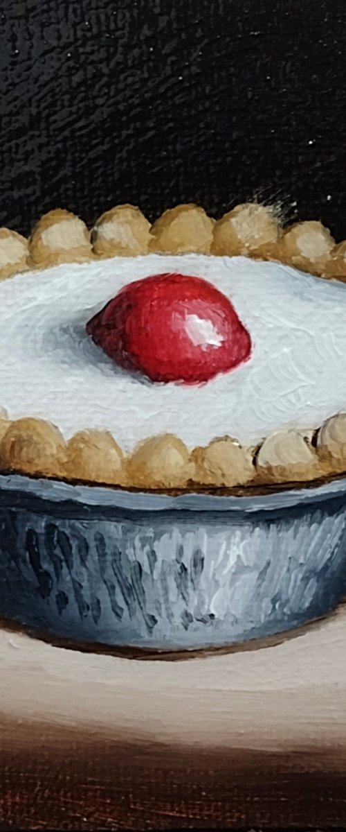Little Cherry Bakewell tart still life by Jane Palmer Art