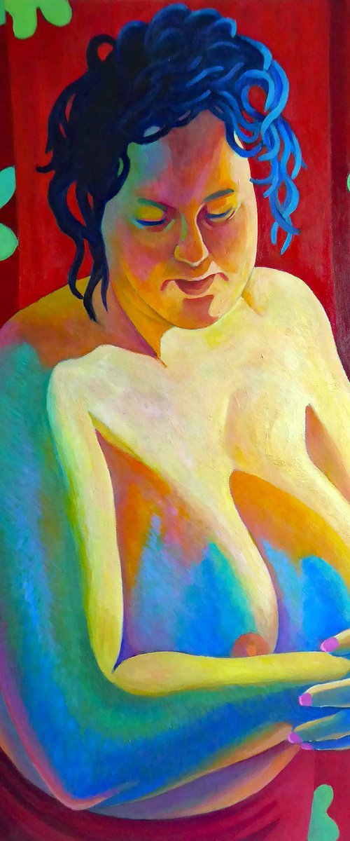 SEMI-NUDE AGAINST RED CLOTH by Stephen Conroy
