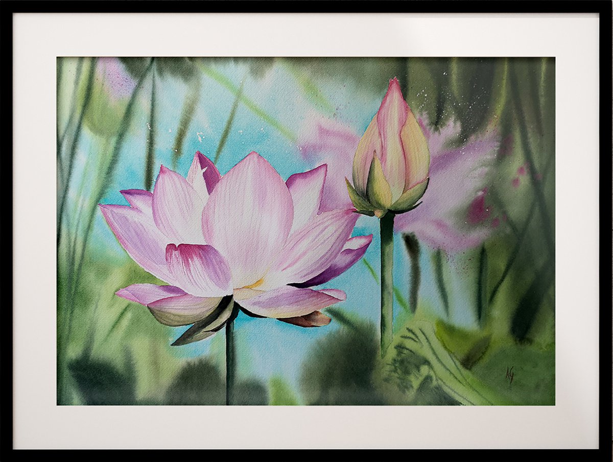 Impressionistic Botanical Watercolour By Aneta Gajos, 22 X 15, Near The Water, Original Artwork