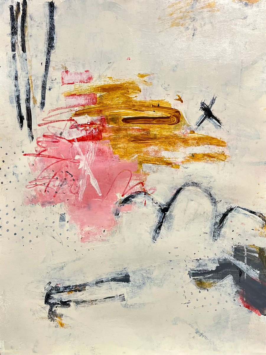 Organic Abstract Acrylic Painting By Shellie Garber, 18 X 24", Salt And Straw, Original Artwork