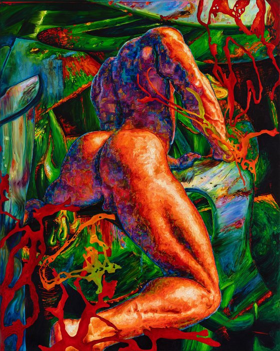 Nude on a Green Background