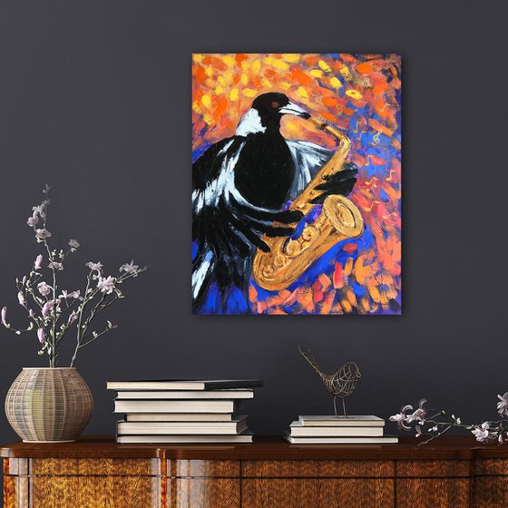 Fancy Magpie with Saxophone