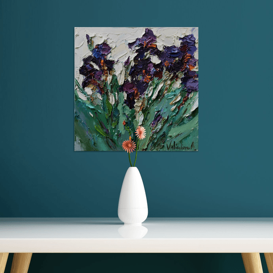 Irises - Original  impasto oil painting