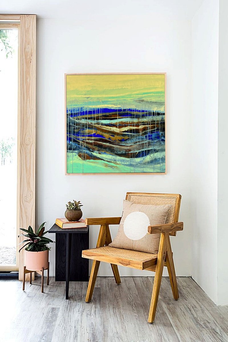 Abstract Oil Painting By Tigran Mamikonyan, 31 X 31", After Rain Iii 80i?80Cm, Original Artwork