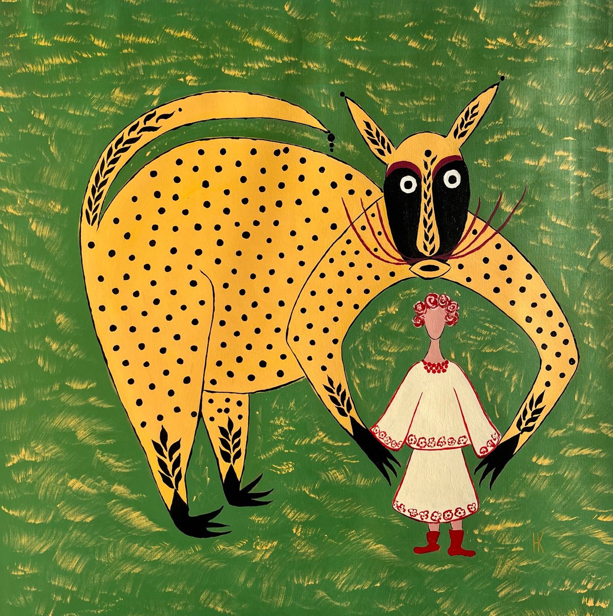 Abstract Acrylic Painting By Halyna Kirichenko, 35 X 35, The Guardian, Original Artwork