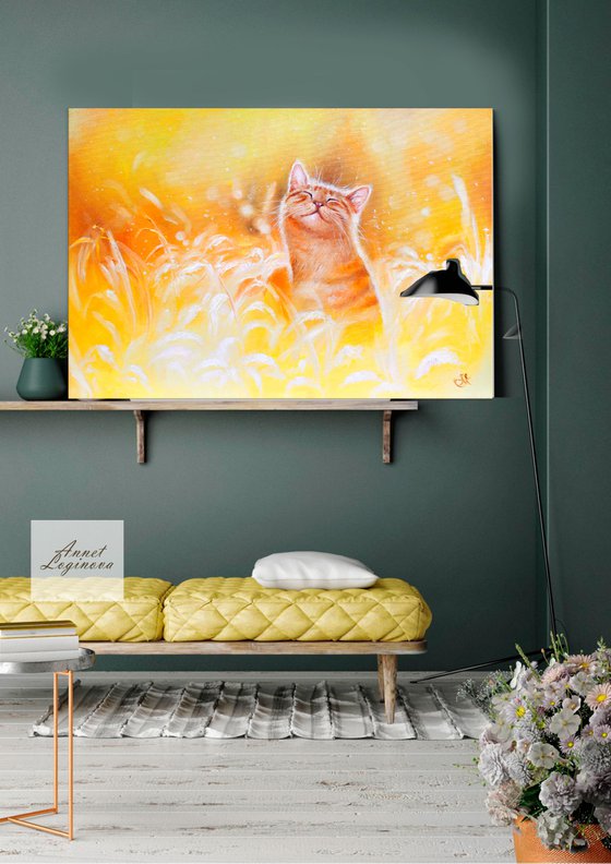 Happiness, Cat oil painting