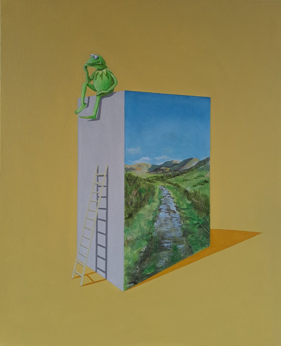 Surrealistic Painting , Waiting For Gonzo By Lee Jenkinson, 18 X 22, Artwork For Sale On Artfinder
