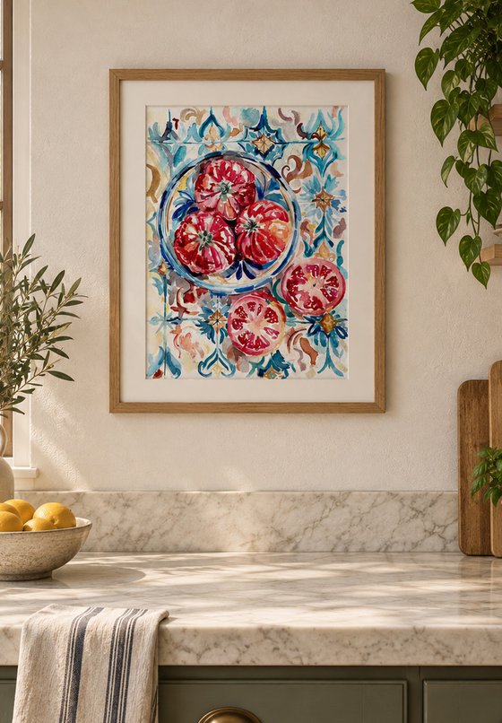 Tomates sobre Azulejos
