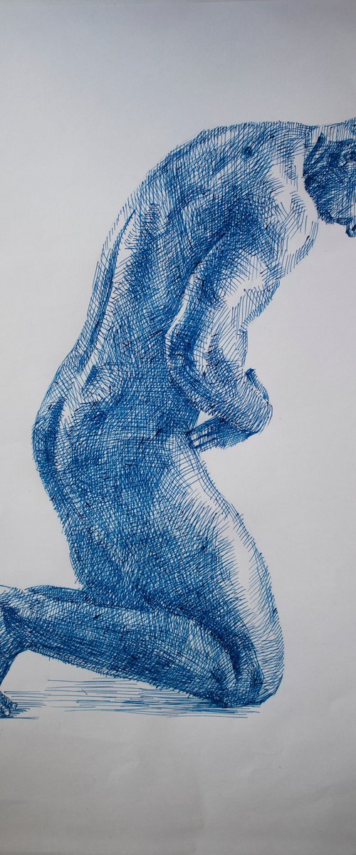 Nude male model drawing by Kateryna Bortsova