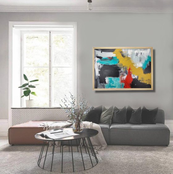 framed paintings for living room/extra large painting/abstract Wall Art/original painting/painting on canvas 100x70-title-c751