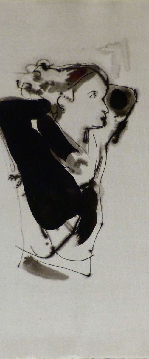 Woman with a Black Scarf, 29x41 cm by Frederic Belaubre