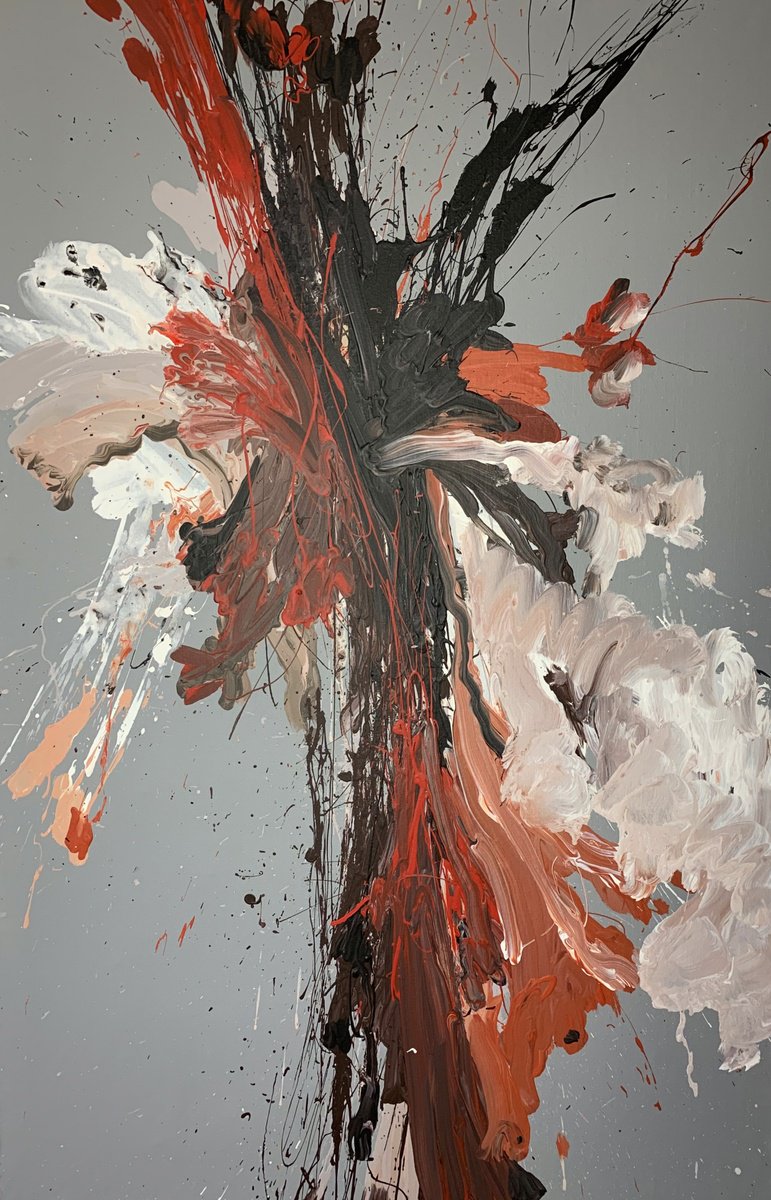 Abstract Acrylic Painting By Rosi Roys, 39 X 59", Color 10, Original Artwork