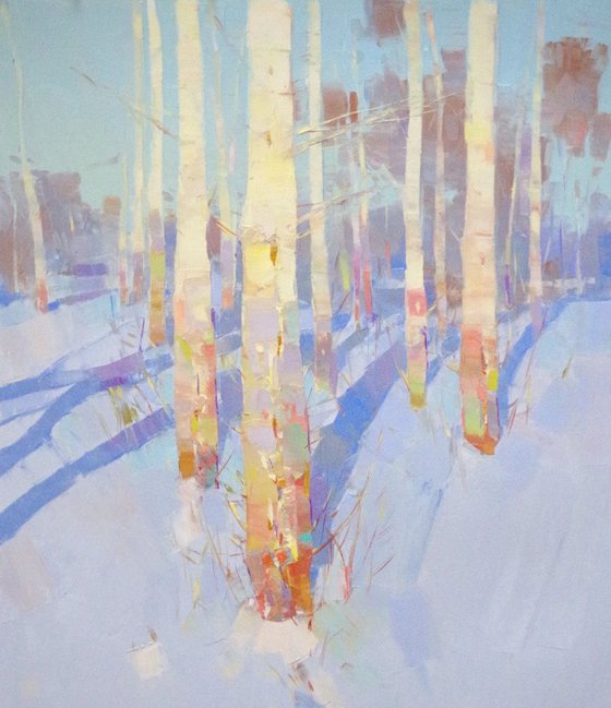 Winter Time , Landscape oil painting, One of a kind, Signed, Hand Painted