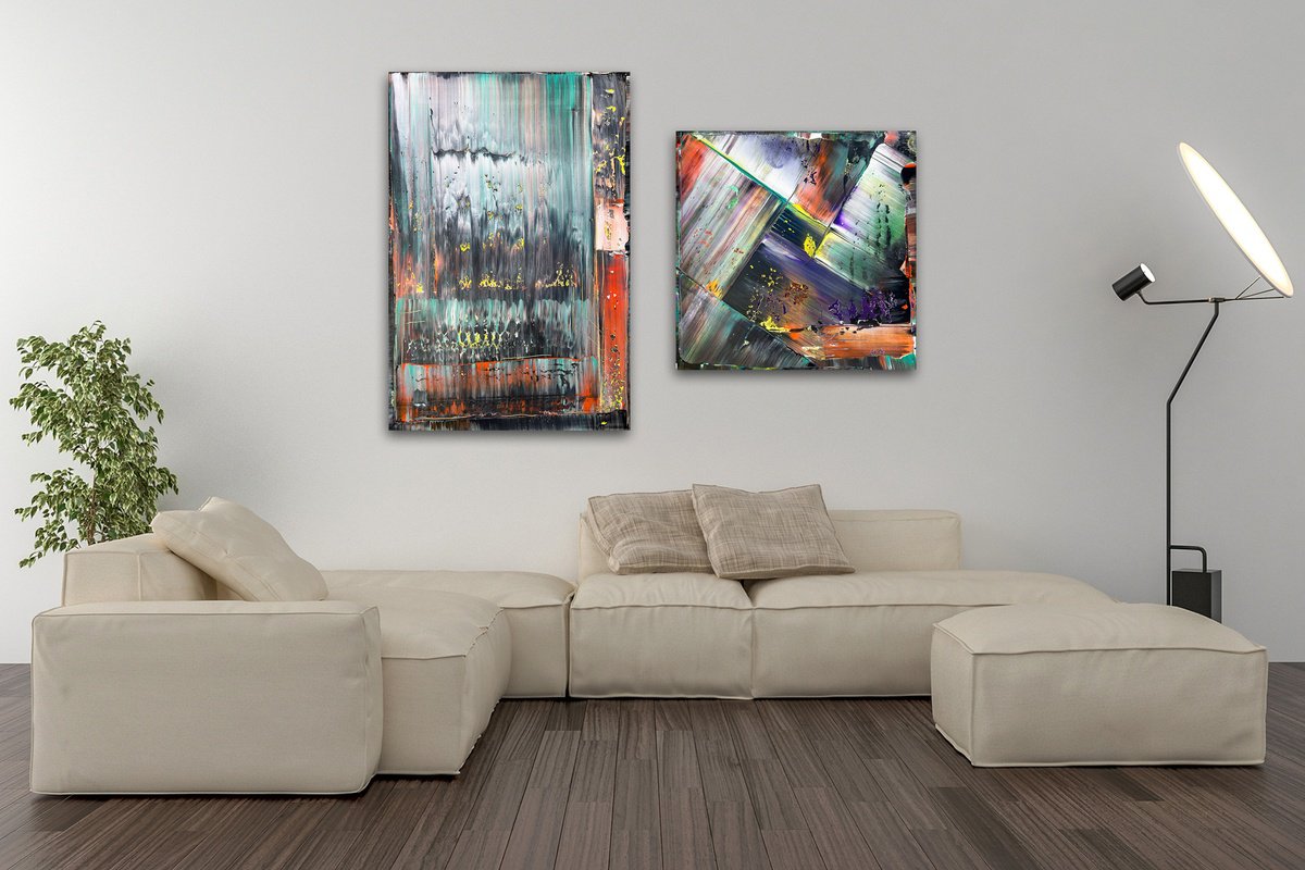 Expressive Abstract Acrylic Painting By Preston M. Smith (Pms), 48 X 36", "Iterations", Original Artwork