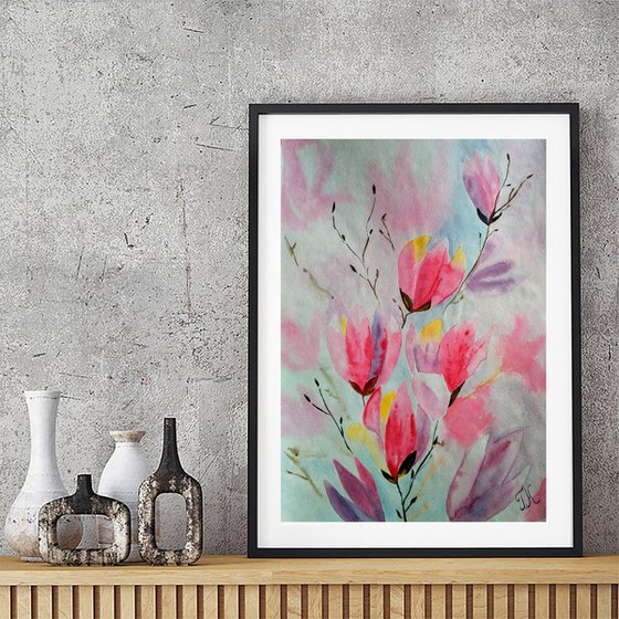 Magnolia original watercolor painting