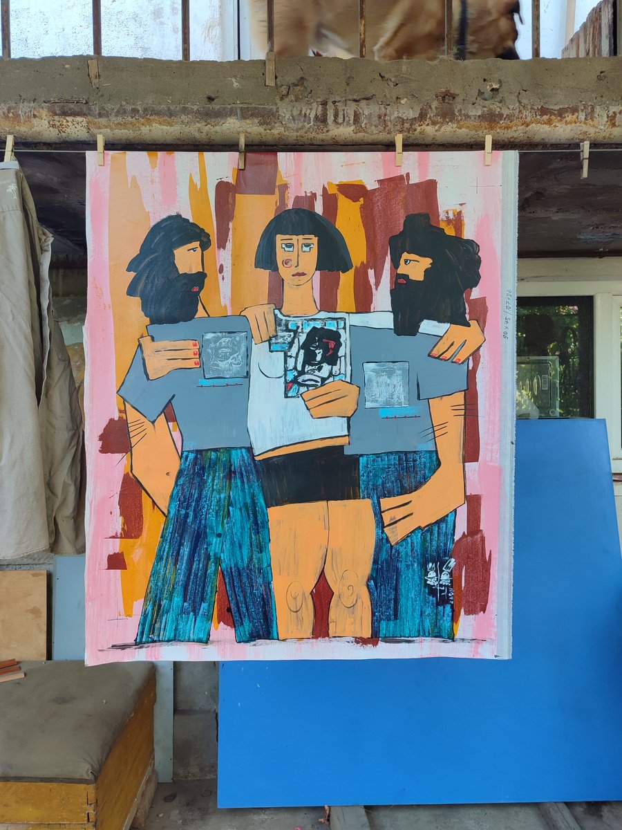 Urban And Pop Portrait Acrylic Painting By Gurgen Arutunyan, 30 X 35, Let