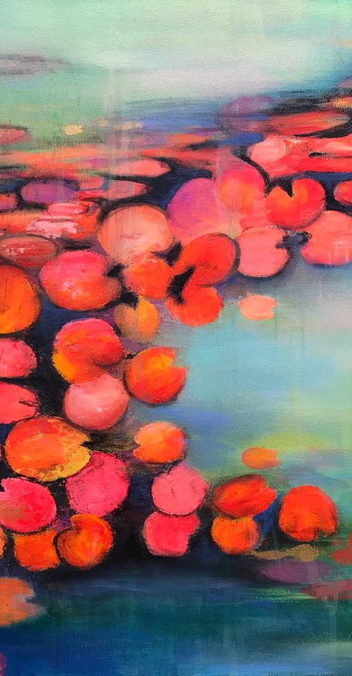 Abstract water lilies pond !!! by Amita Dand