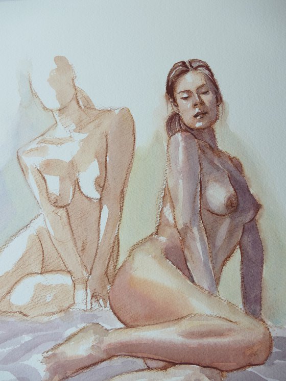 Seated female nude 2 poses