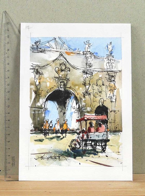 Urban sketch watercolor.