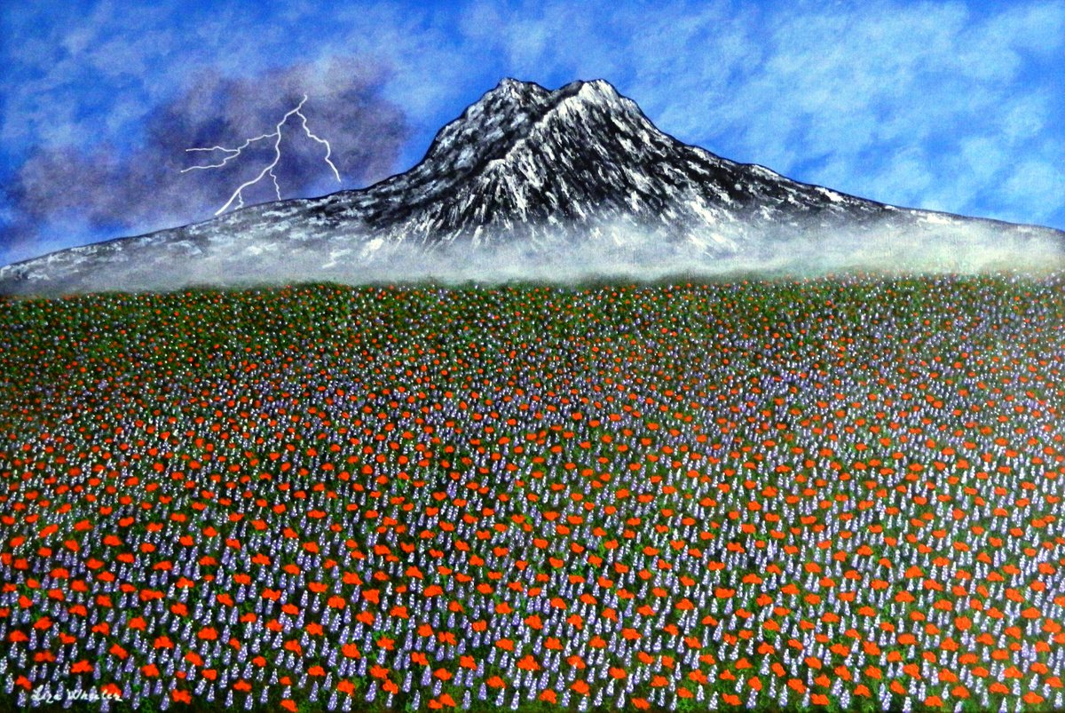 Before The Storm - mountain floral landscape; home, office decor; gift idea by Liza Wheeler