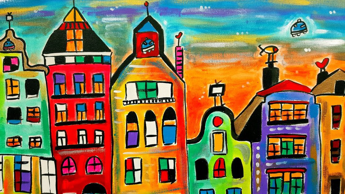 Special Futuristic Amsterdam Acrylic painting by Maria Luisa Azzini ...