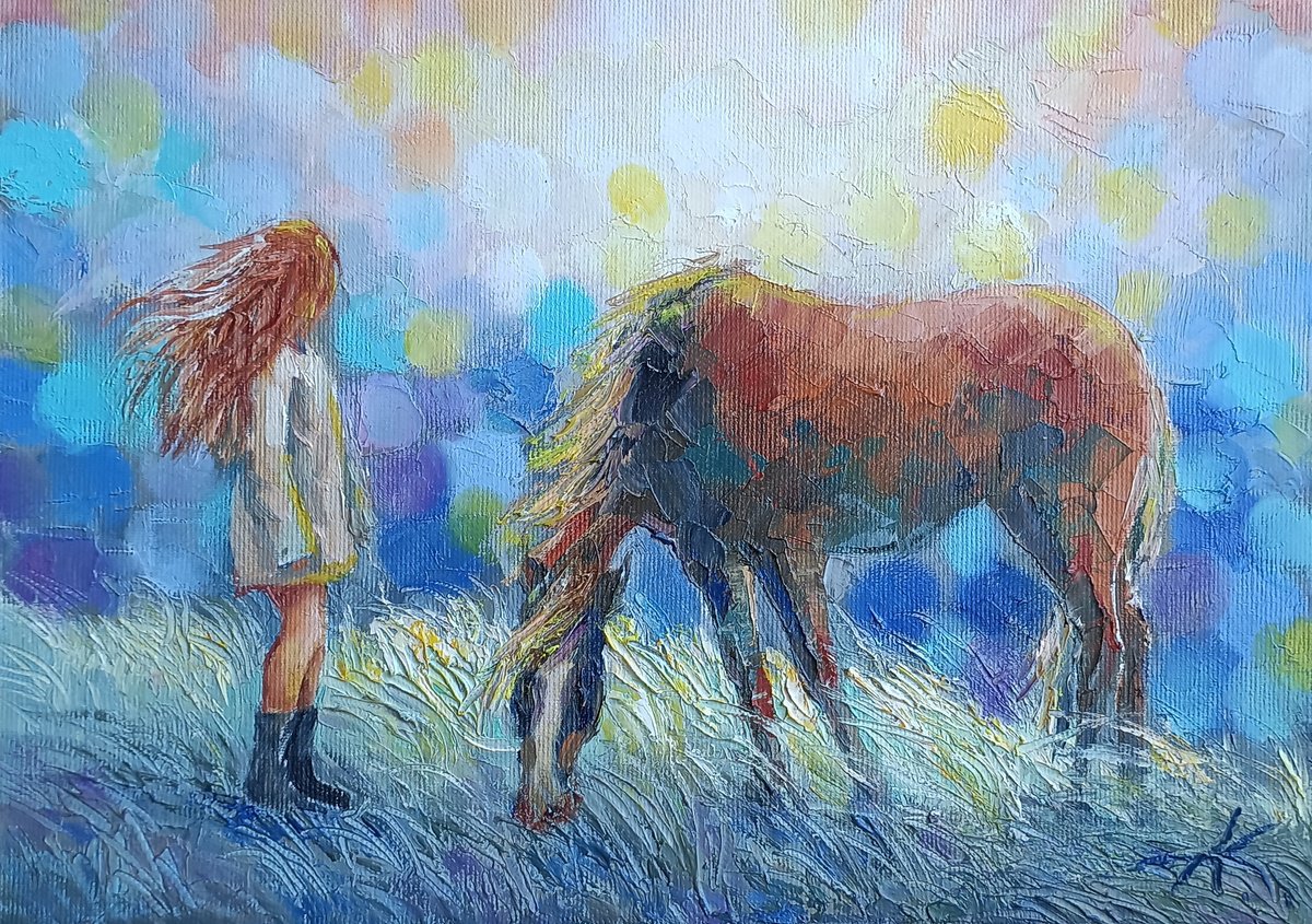 Impressionistic Animal Oil Painting By Anastasia Kozorez, 12 X 8, The Path To Freedom, Original Artwork