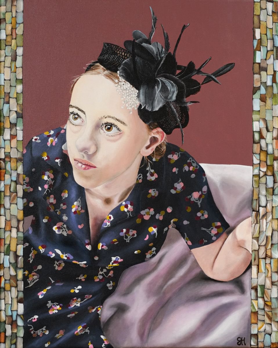 Photorealistic Portrait Acrylic Painting By Saskia Huitema, 18 X 22", Expectations, Original Artwork