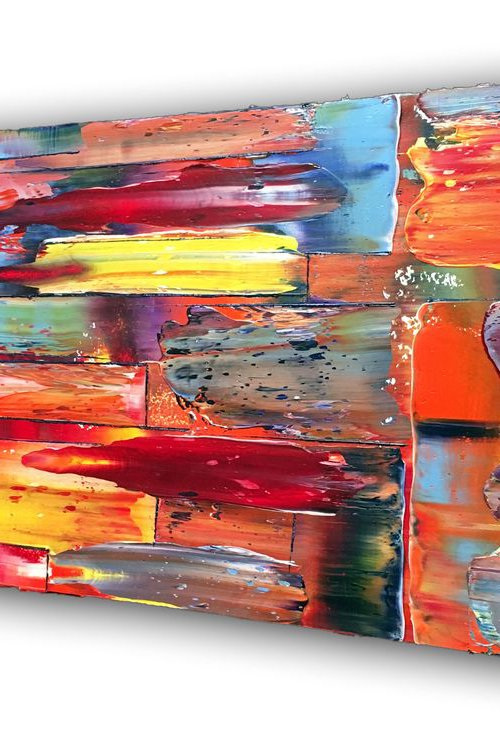 "Pushed Too Far" - SPECIAL PRICE + FREE SHIPPING to the USA -  Original PMS Oil Painting On Reclaimed Wood - 36 x 16 inches by Preston M. Smith (PMS)