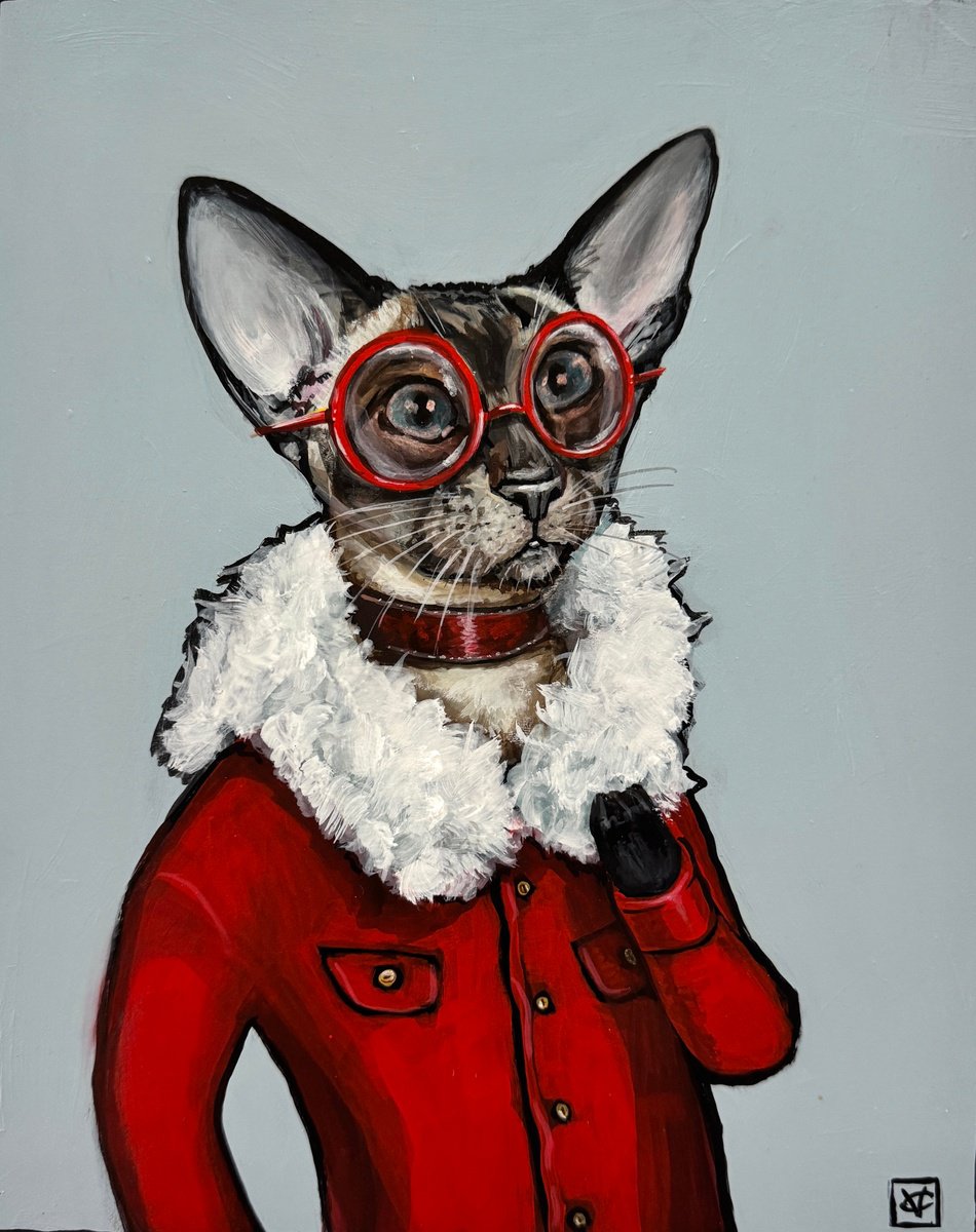 Surrealistic Animal Acrylic Painting By Victoria Coleman, 8 X 10", Nina The Siamese Kitty, Original Artwork