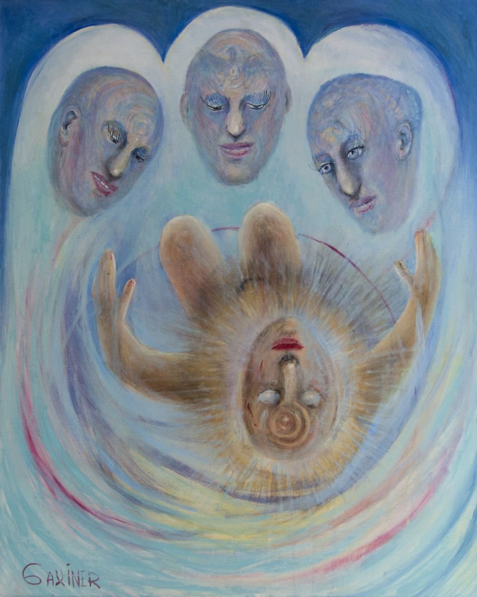 Impressionistic Abstract Oil Painting By Leo Baxiner, 39 X 47", Trascendence. 100X120 Cm, Original Artwork