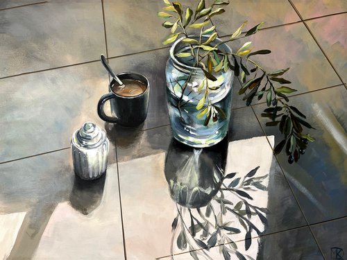 Still life an olive branch. by Maria Kireev