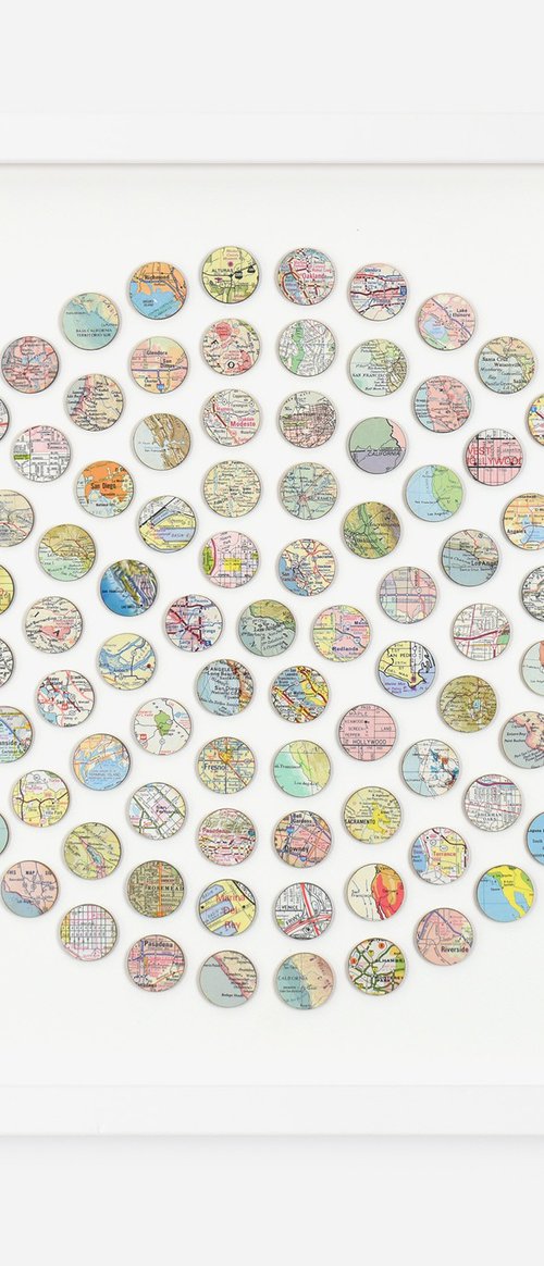 California Map Dots Collage by Amelia Coward