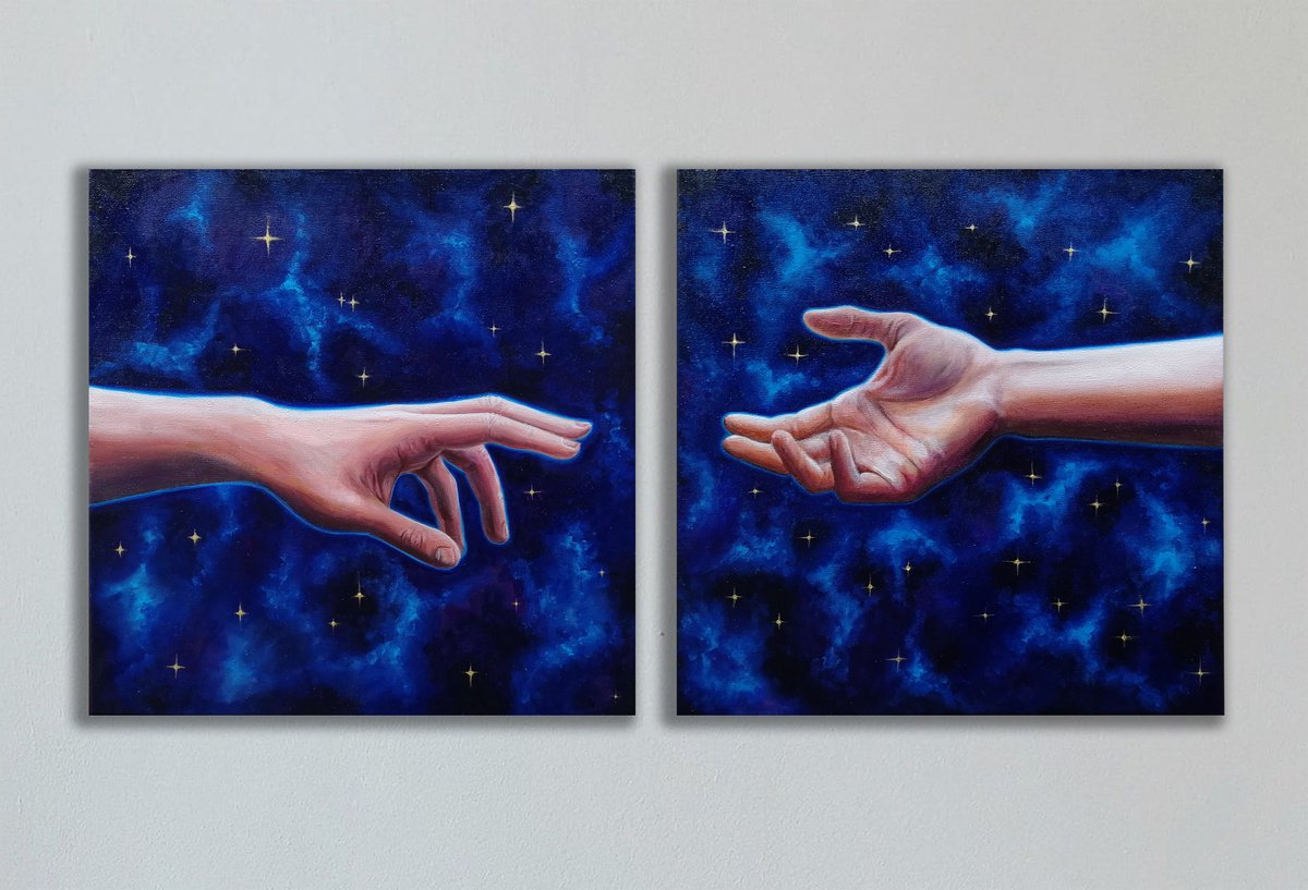 Diptych Two universes | 20*20 cm by Lada Ziangirova