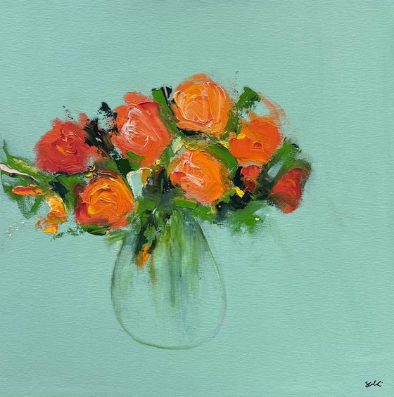 Citrus Blooms Against Breakfast Room Green