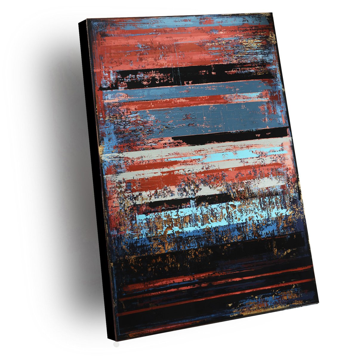 Geometric Abstract Acrylic Painting By Inez Froehlich, 39 X 59, Street Life, Original Artwork